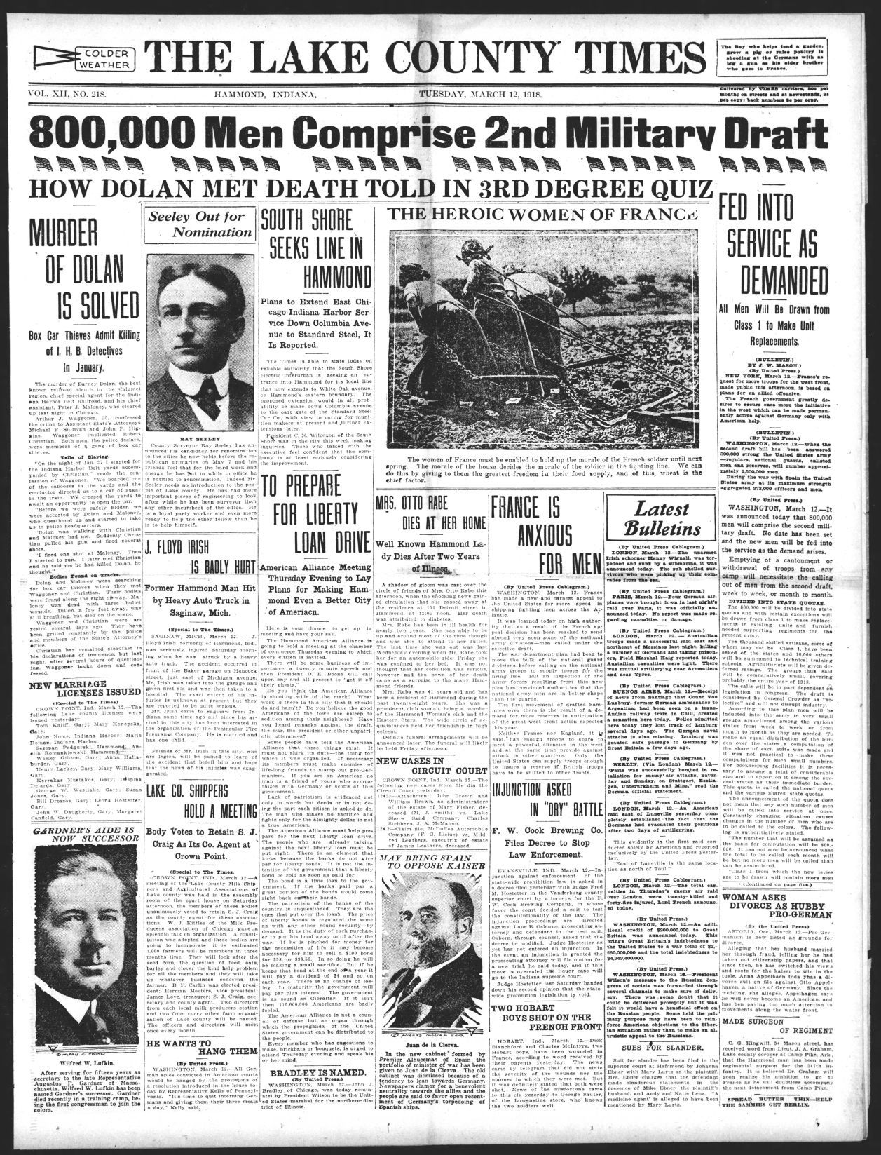 March 12, 1918: How Dolan Met Death Told in 3rd Degree Quiz
